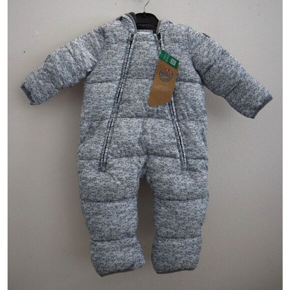 Baby Gap Baby Sz 12-18M Flint Gray Heather Heavy Weight Puffer 1-pc Snowsuit - Picture 1 of 12